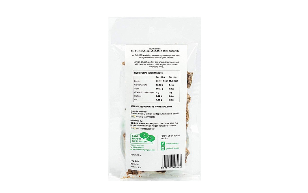 Go Desi Lemon Chaat    Pack  18 grams